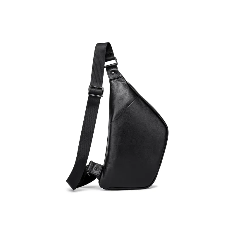 FAIRWHALE Top Grain Cow Leather Sling Bag Regular Men's Black-2