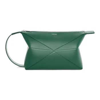LOEWE Puzzle Fold Shiny Calfskin Toiletry Bag Men's Green