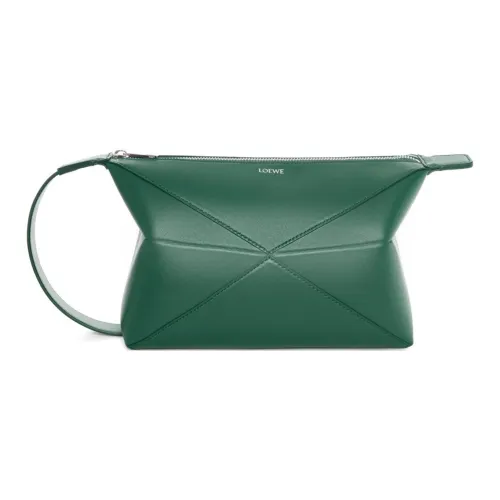 LOEWE Puzzle Fold Shiny Calfskin Toiletry Bag Men's Green