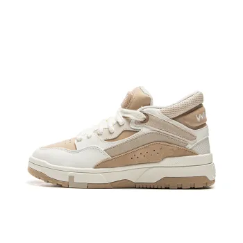 LiNing Only Us MID FLEECE Warm Slip Resistant Mid Top Skateboard Shoes Women's Beige Brown