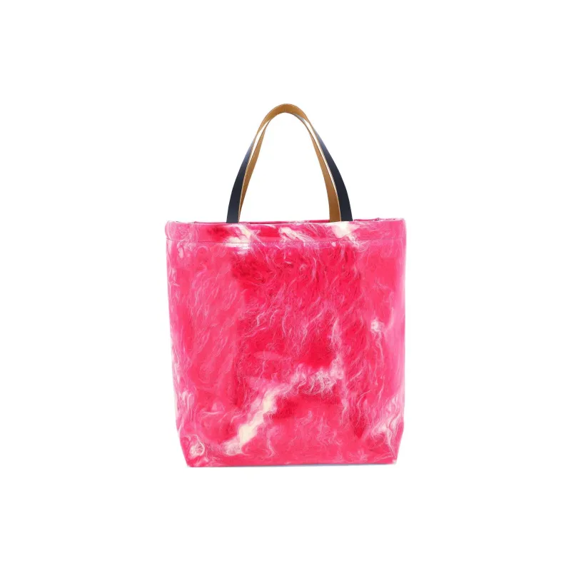 MARNI Logo Patch Shearling Tote Bag-3