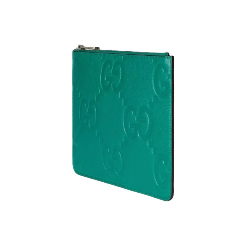 GUCCI Grain Leather Clutch Large Size Men's Green-1
