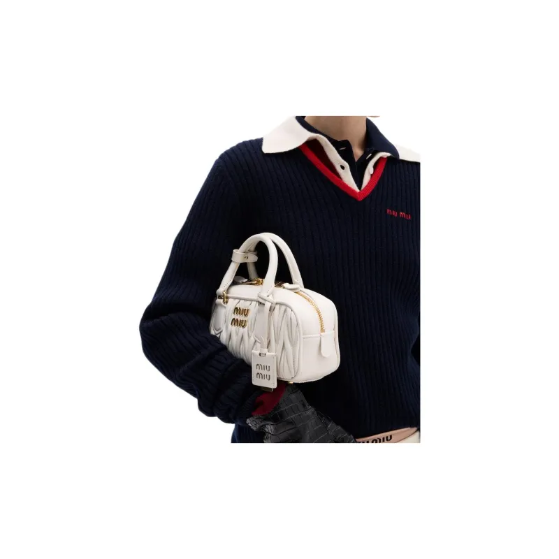 MIU MIU Logo Embroidered V Neck Jumper-4