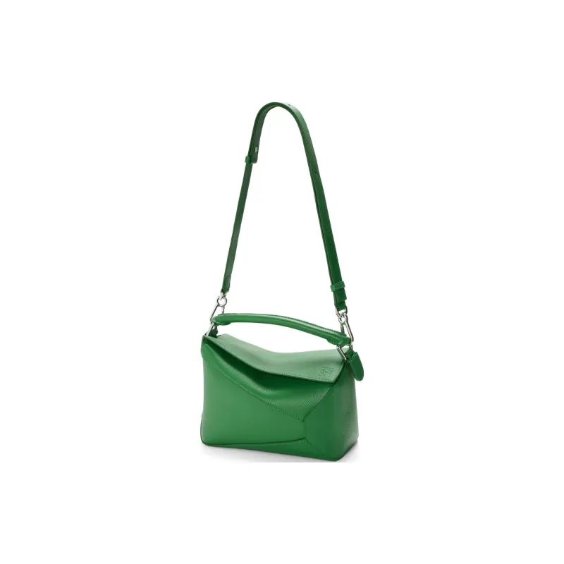 LOEWE Puzzle Grain Calfskin Shoulder Bag, Crossbody Bag, Handbag Small Size Women's Green-4