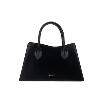 HONGU Cow Leather Shoulder Bag Crossbody Bag Handbag Small Size Women's Pitch Black