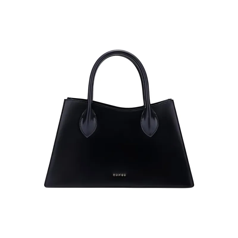 HONGU Cow Leather Shoulder Bag, Crossbody Bag, Handbag Trumpets Women's Pitch Black-0