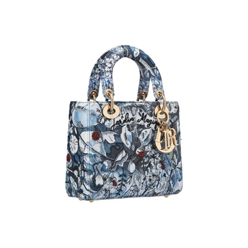 DIOR Lady DiorMy ABCDior Embroidered Denim Daisie Bag Shoulder Bag Crossbody Bag Handbag Small Size Women's Multicolor-1