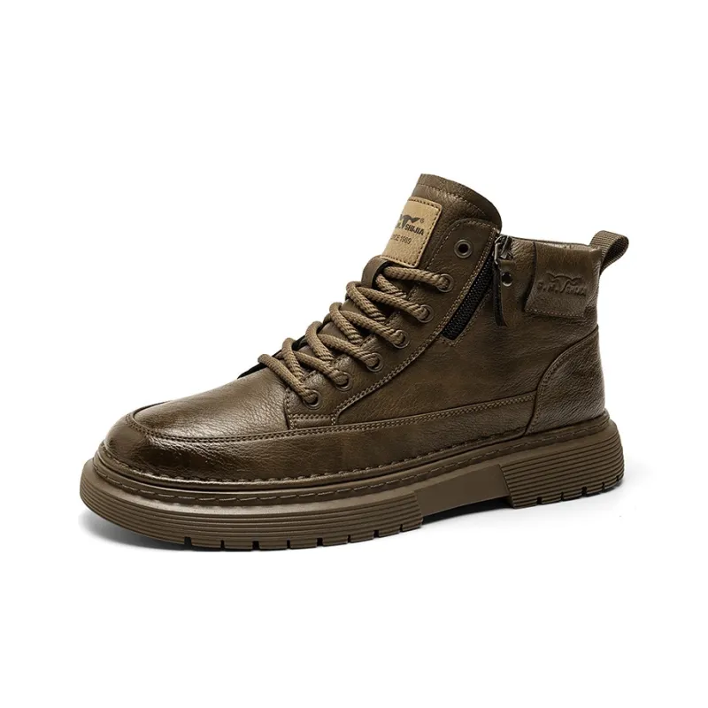 G.N.SHIJIA Casual Shoes Men Mid Top Black/Brown-17