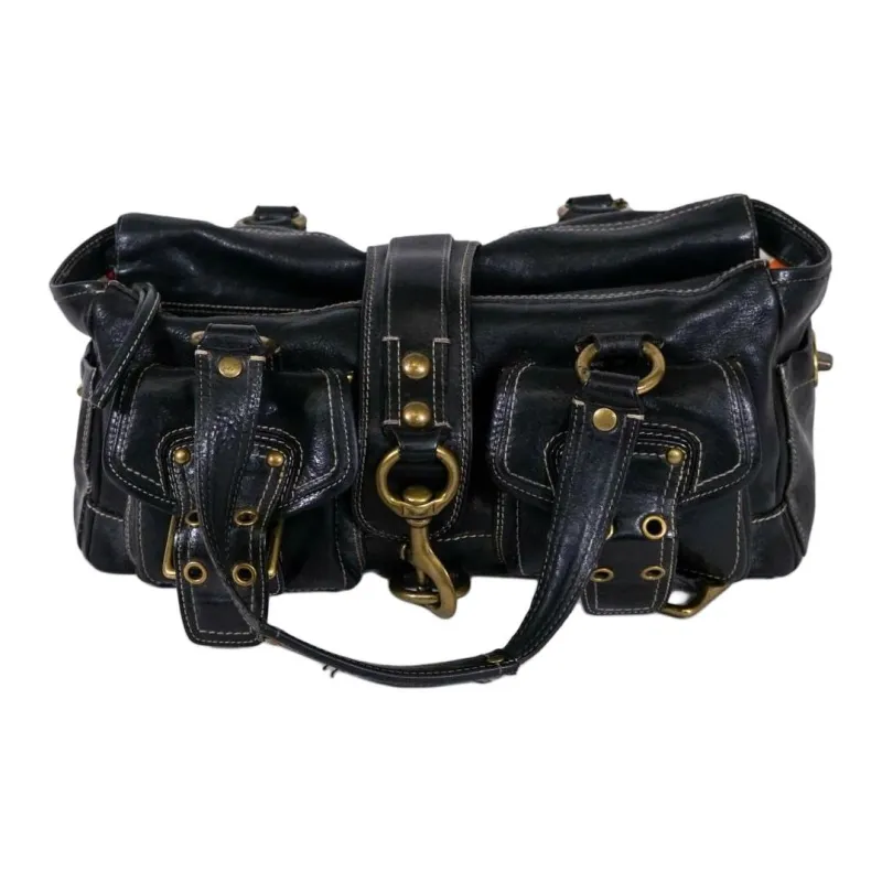 COACH Legacy Leather Boston Bag Shoulder Bag Crossbody Bag Large Size Women's Black-2