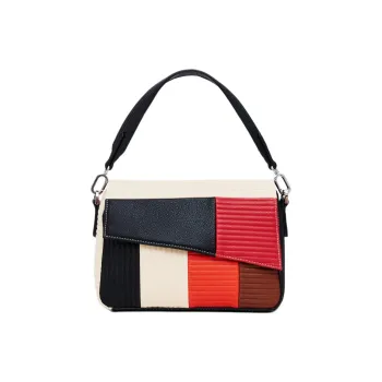 Desigual Recycled Polyester Shoulder Bag, Crossbody Bag, Handbag Regular Women's Beige & Multicolor