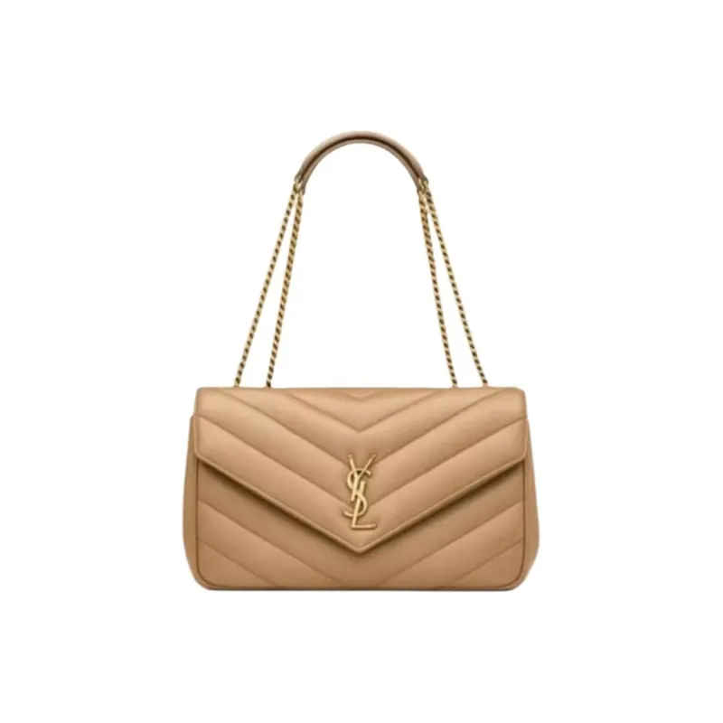 SAINT LAURENT LOULOU Sheepskin Envelope Bag Crossbody Bag Shoulder Bag Medium Size Women's Natural Brown Yellow-0