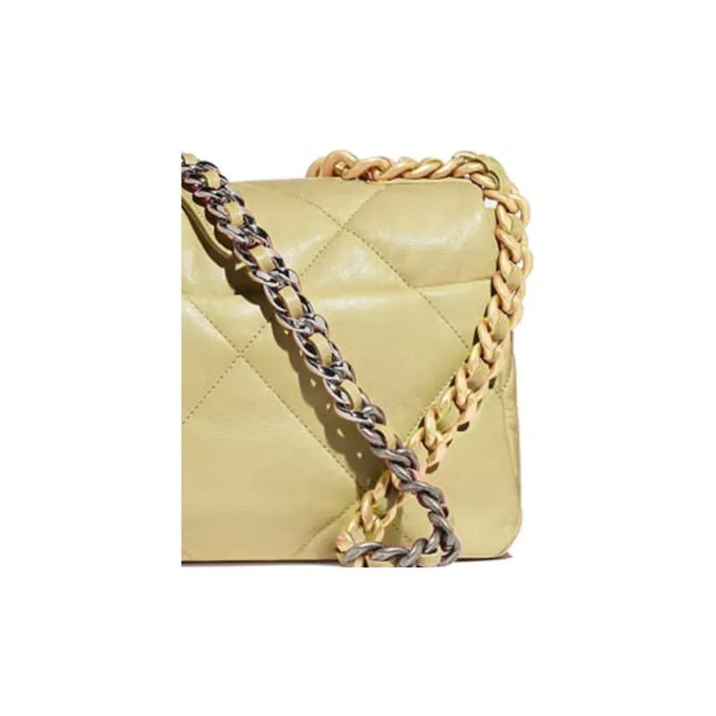 CHANEL 19Bag Lambskin Shoulder Bag, Crossbody Bag Trumpets Women's Yellow-3