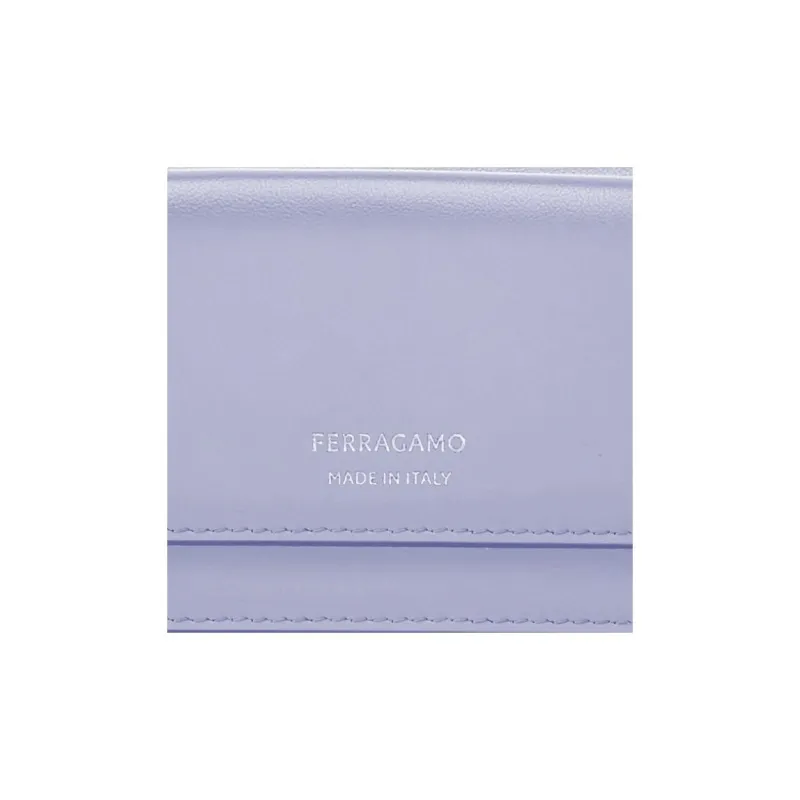 FERRAGAMO Calfskin Wallet Women's Light Purple With Light Yellow Accents-3