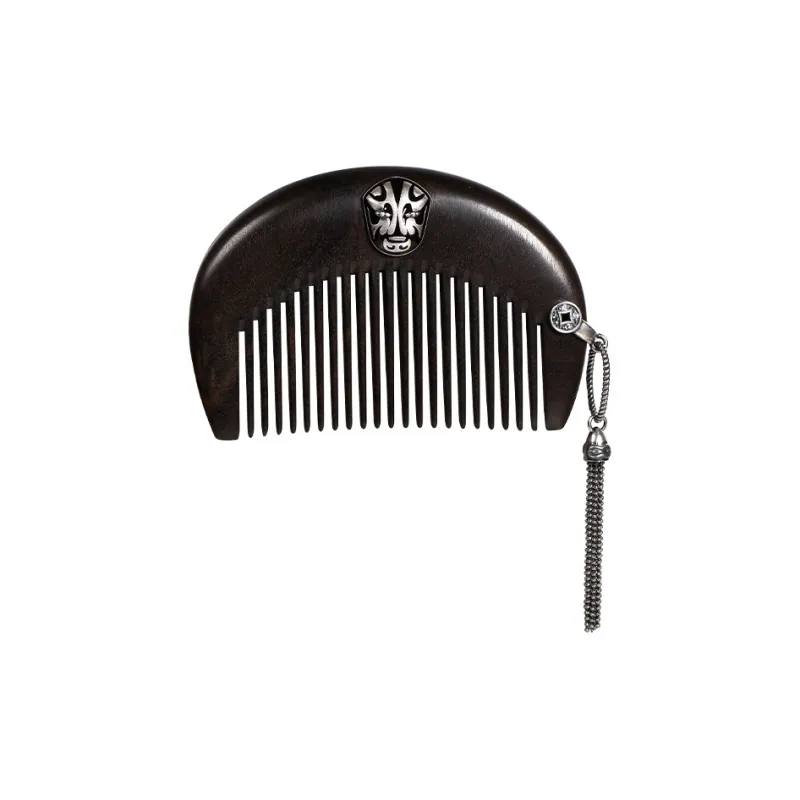 XIBI Chinese Fashion Trend Vintage Ethnic Style Mask Fringe Sandalwood Comb Smooth Hair Massage Head-0