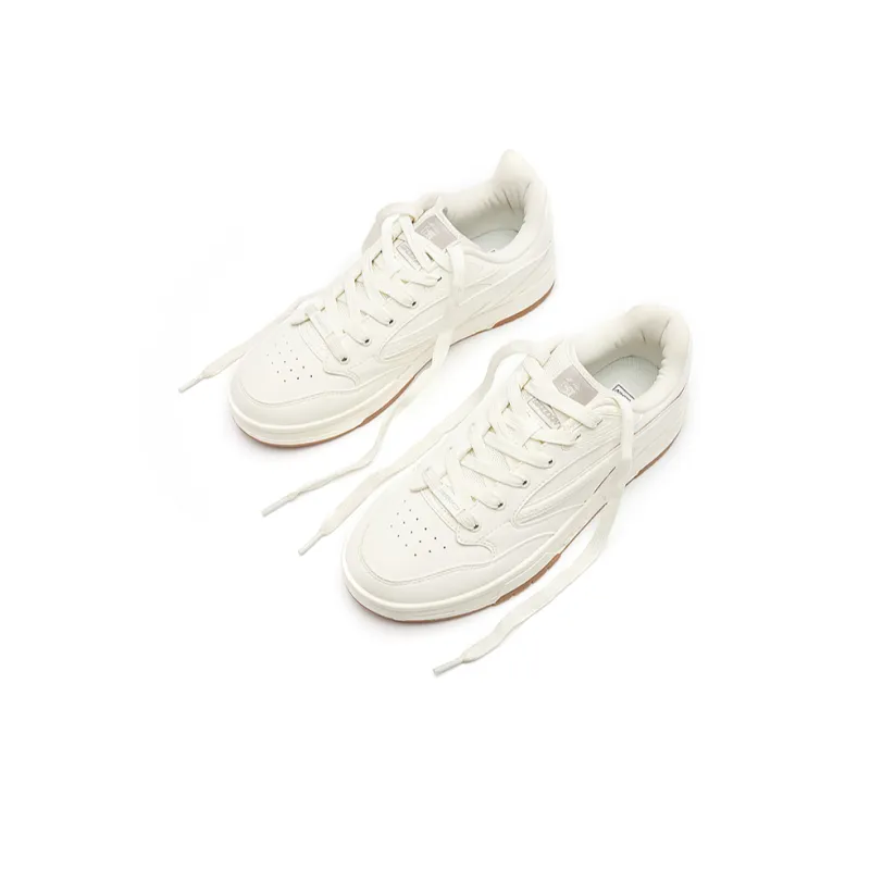 QIAODAN Anti Slip Wear Resistant Low Top Skateboard Shoes Men's White-4