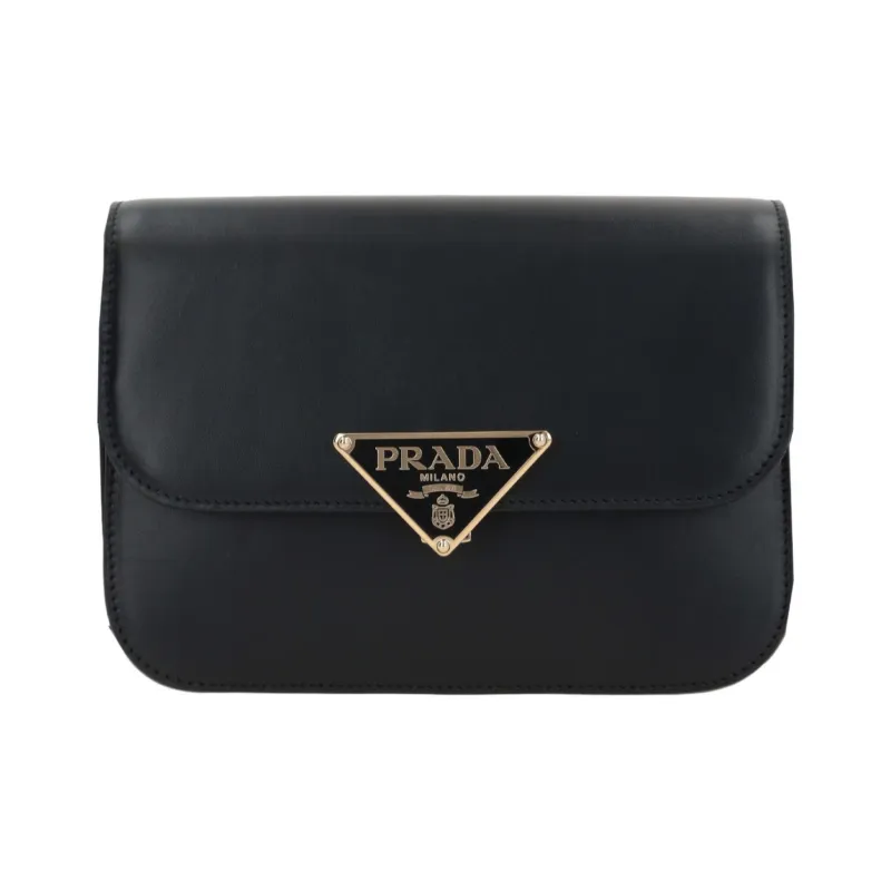 PRADA Calfskin Crossbody Bag Shoulder Bag Women's Black-0