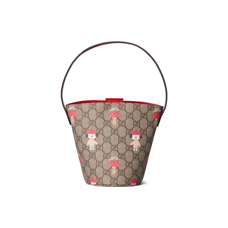 GUCCI Canvas Bag, Bucket Bag, Handbag Kids' Beige & Dark Brown-0