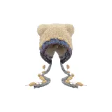 Khaki Bear Multicolor Lace-Up Earflap Hat