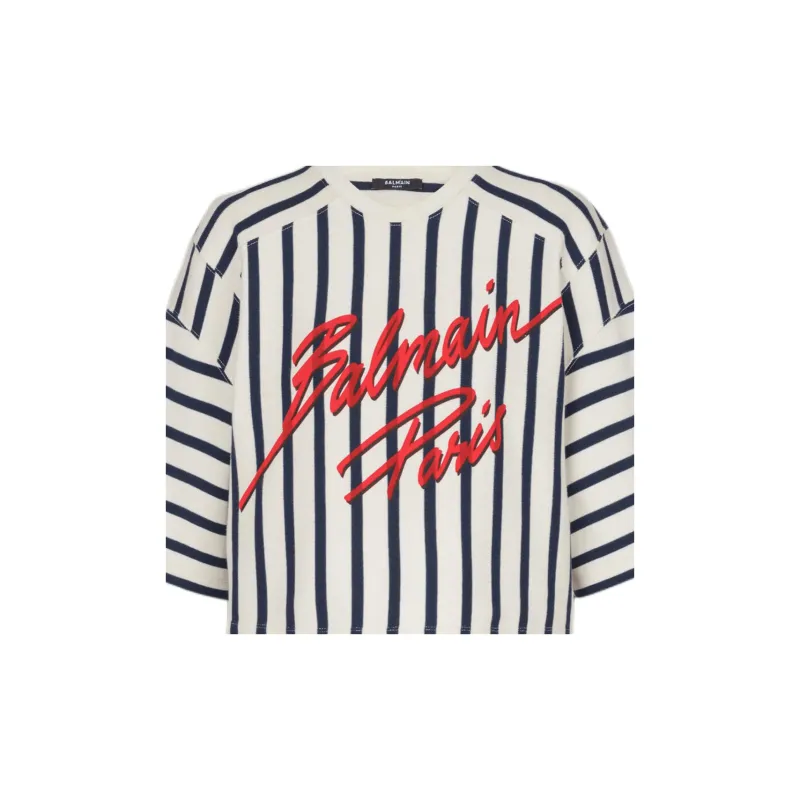 BALMAIN Striped Baseball Top-7