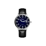 White Case Blue Dial Black Leather