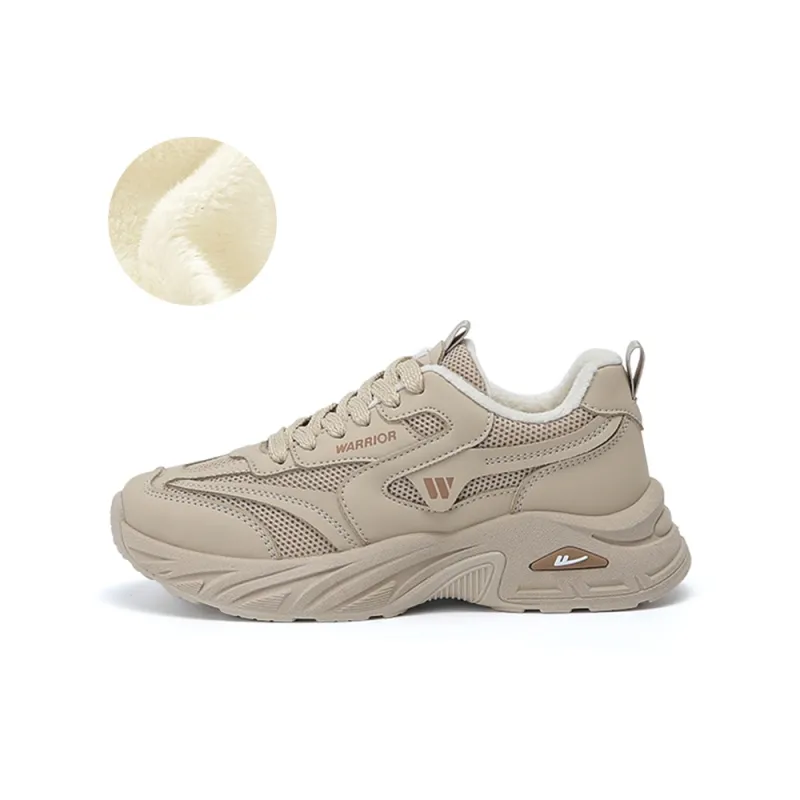 Warrior Warm Cushioning Coverage Height Increasing Wear Resistant Slip Resistant Low Top Chunky Sneakers Unisex Khaki-1
