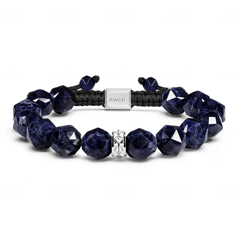 AWNL Brazilian Blue Striped Stone Bracelets Men's-0