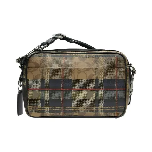COACH Graham Canvas With Leather Shoulder Bag, Crossbody Bag Trumpets Men's Black Multicolor