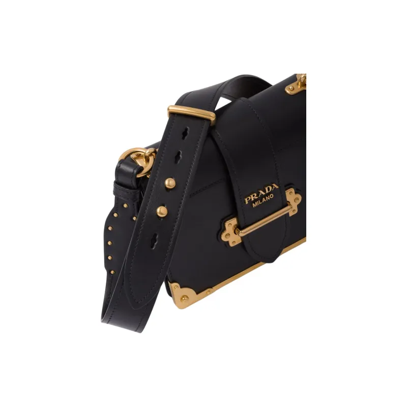 PRADA Cahier Leather Bag Black-3