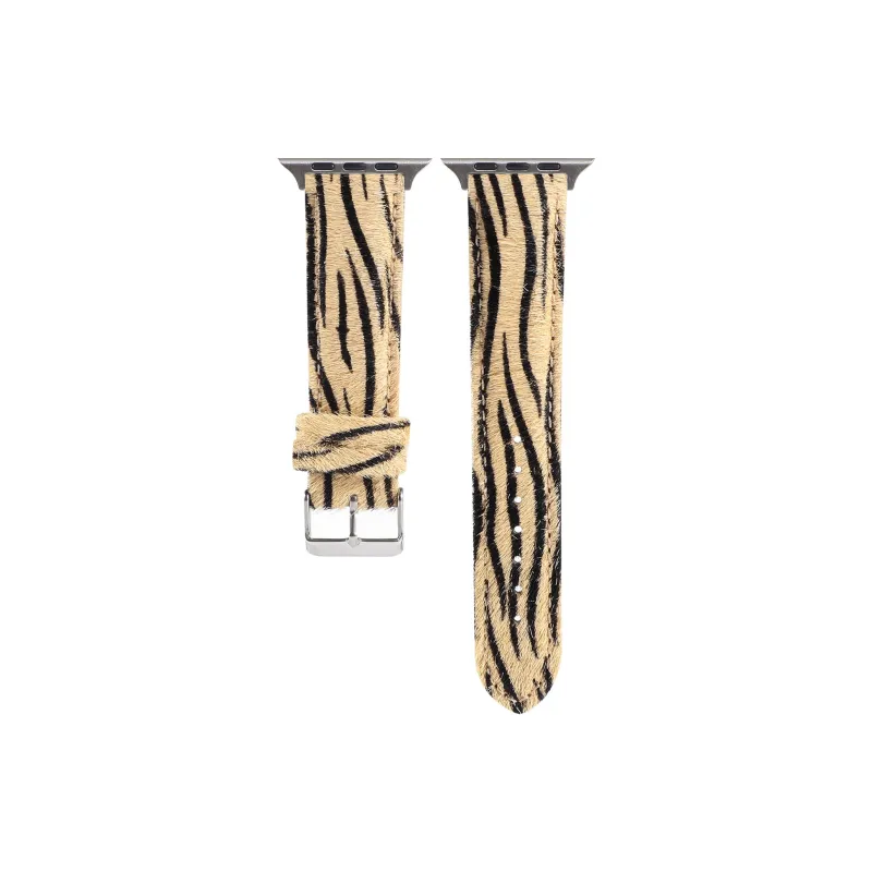 MSSM Apple Compatibility Watch Band 49mm Zebra Print Faux Suede Replacement Leopard Print Wrist Strap Material-13