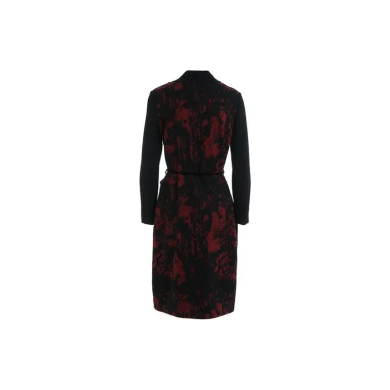 QIAOWANNI Long Sleeved Dress Women's Geological Texture-1