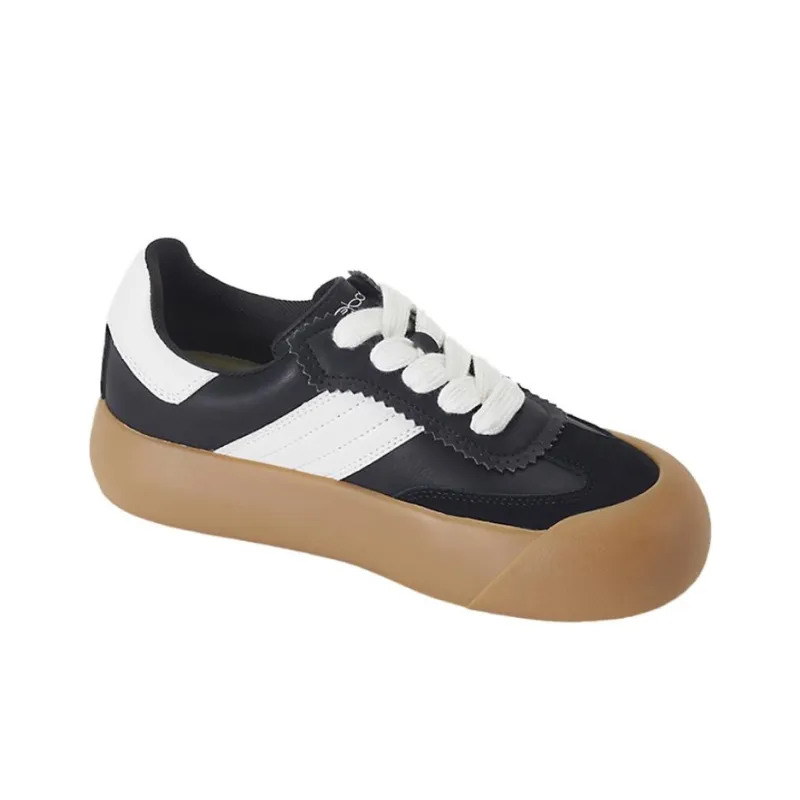GOOD BAI Anti Slip Wear Resistant Low Top Casual Shoes Unisex Black White Brown-3