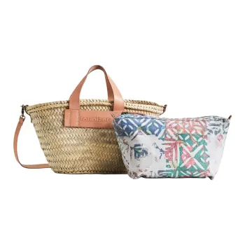 Desigual Straw Shoulder Bag, Crossbody Bag, Handbag Medium Size Women's Natural