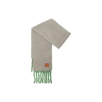 LOEWE Logo Patch Fringed Scarf