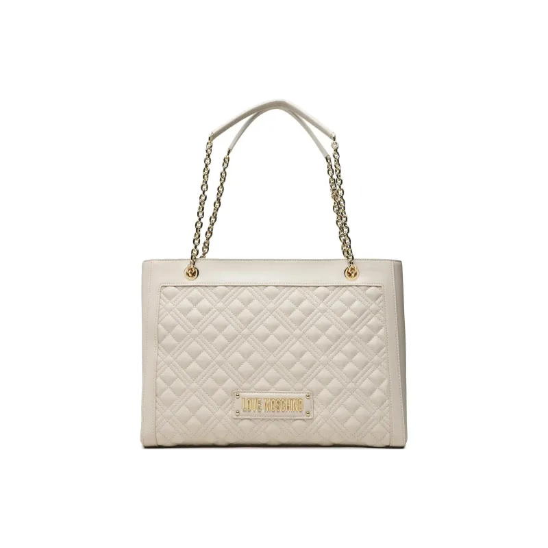 LOVE MOSCHINO Polyurethane Tote Bag Shopping Bag Shoulder Bag Handbag Women's Beige-1