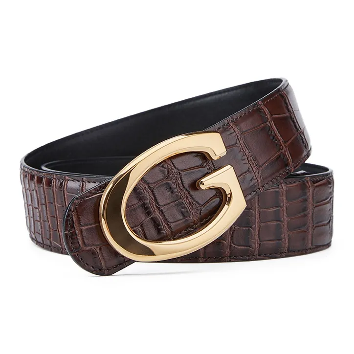 Jeccieziio Cow Leather Leather Belts Men's Black/Coffee Width: 3.8cm-5