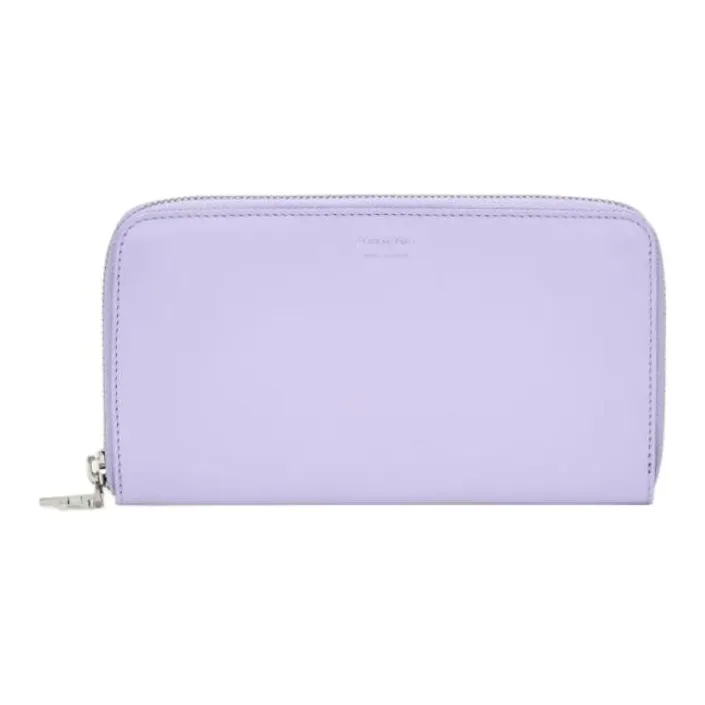 FERRAGAMO Calfskin Wallet Women's Light Purple With Light Yellow Accents-0