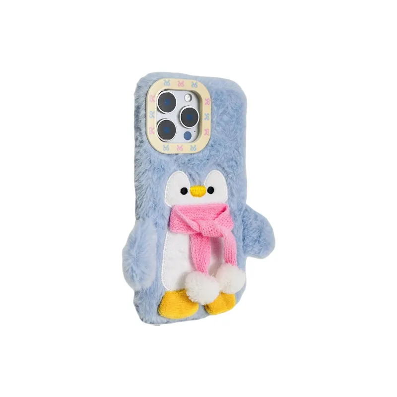 Wei Xin Plush Material Plush Penguins Phone Cases Compatible With IPhone 16/15 Pro Max/Apple 13/14 Pro Max Collection-1
