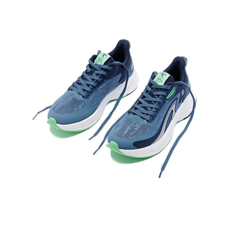 QIAODAN Streamer 4.0 Cushioning Wear Resistant Low Top Casual Running Shoes Men's Turquoise-4