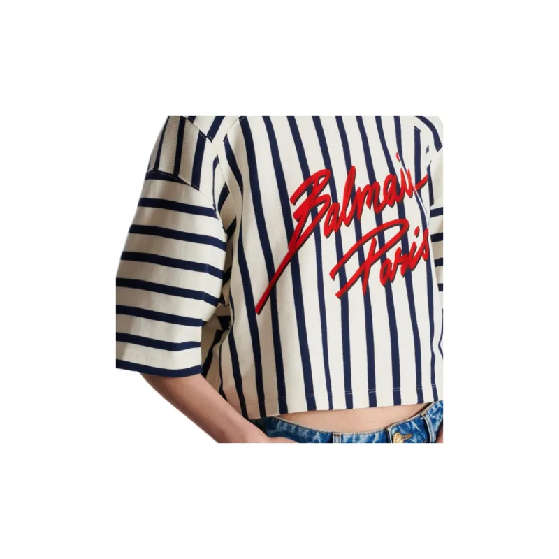 BALMAIN Striped Baseball Top-6