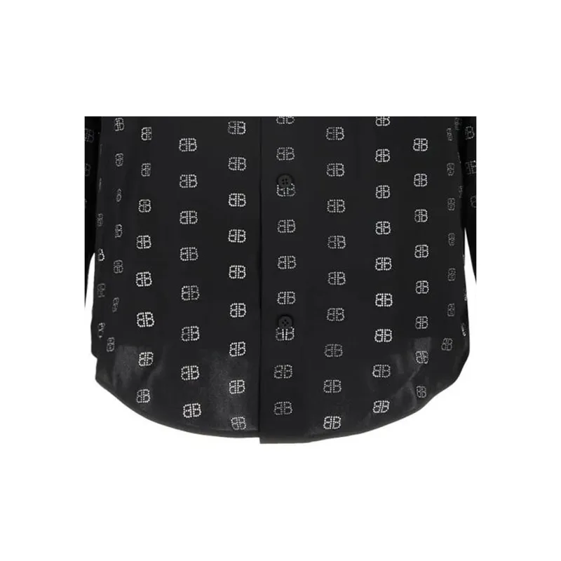 Balenciaga Allover Bb Logo Long Sleeved Shirt-4
