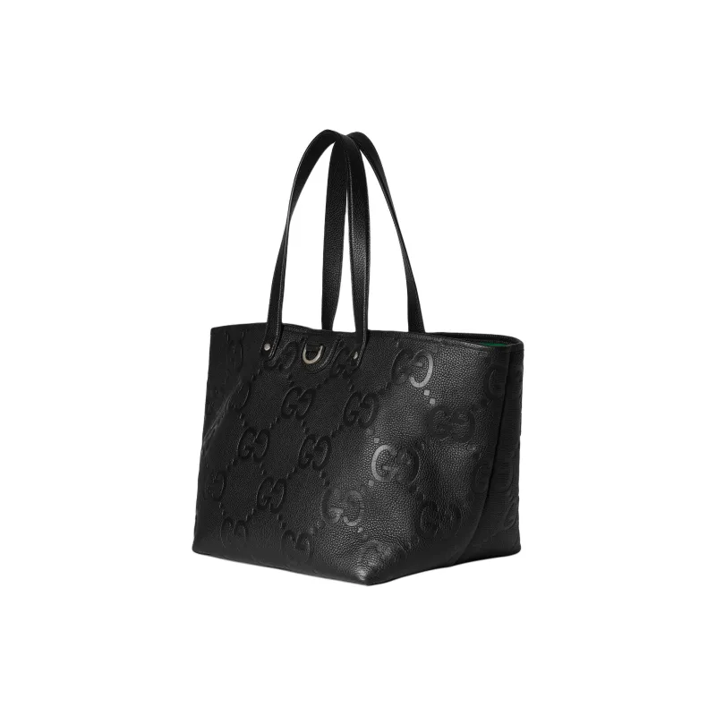 GUCCI Grained Leather Tote Bag Shopping Bag Handbag Medium Size Men's Black-1
