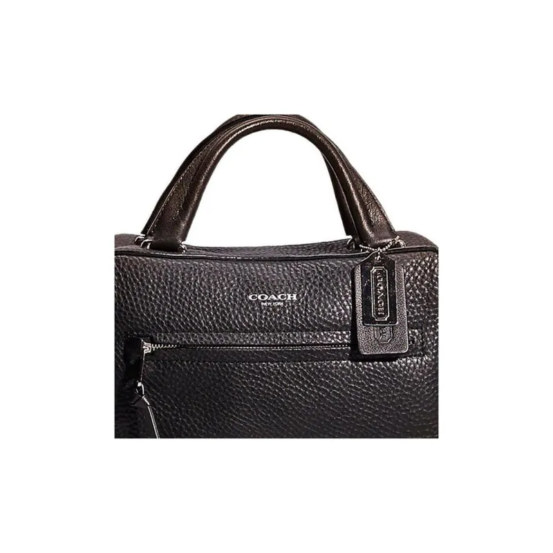 COACH Bleecker Leather Boston Bag Handbag Shoulder Bag Crossbody Bag Medium Size Women's Black-1