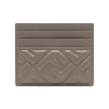 FENDI Leather Card Holder Women's Dove Gray