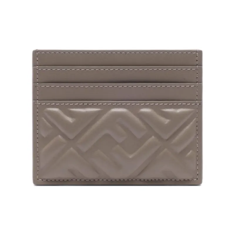 FENDI Leather Card Holder Women's Dove Gray-0
