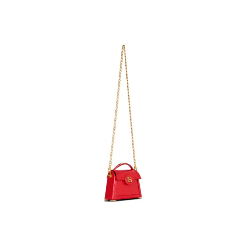 BALMAIN B BUZZ Calfskin Shoulder Bag, Crossbody Bag, Handbag Women's Red-1