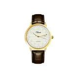 Gold Case White Dial Brown Leather