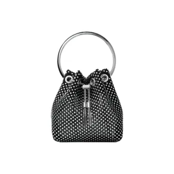 Jimmy Choo Mesh Shoulder Bag, Crossbody Bag, Handbag Women's Black