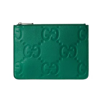 GUCCI Grain Leather Clutch Large Size Men's Green