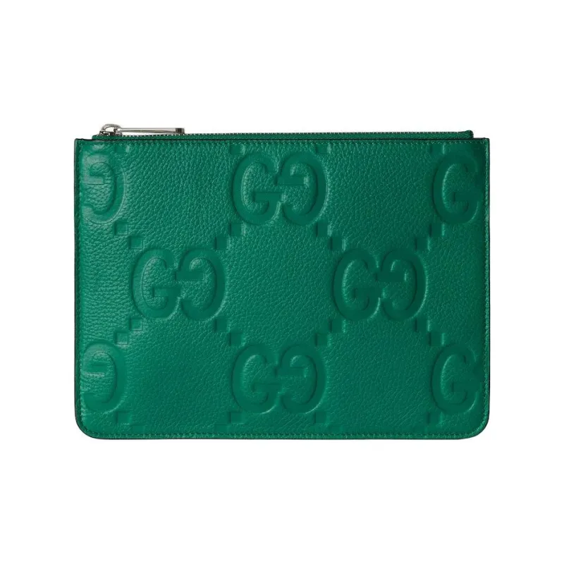 GUCCI Grain Leather Clutch Large Size Men's Green-0