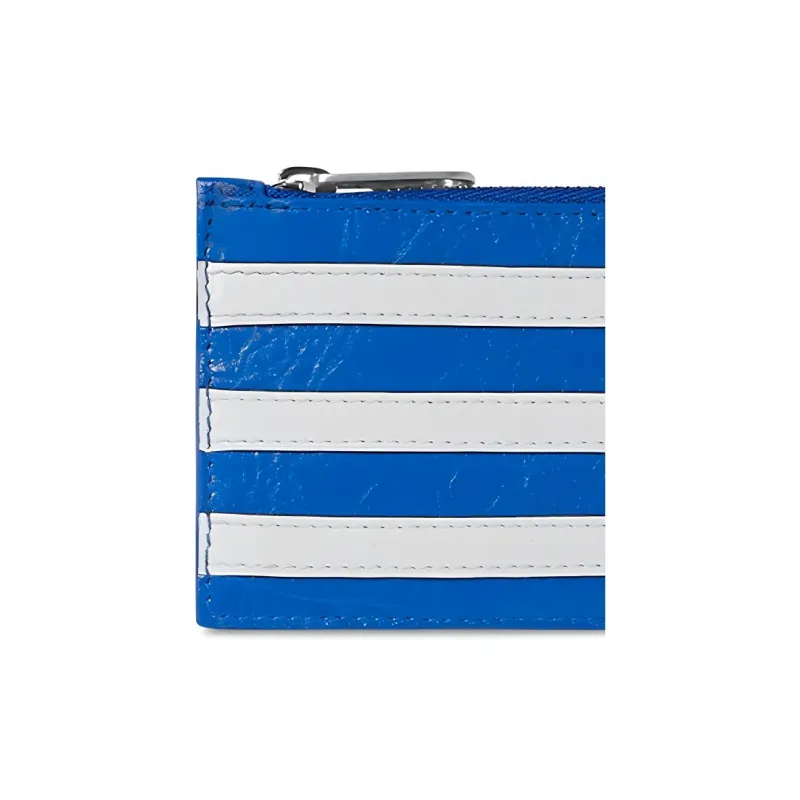 Balenciaga Adidas Collaboration Sheepskin Coin Purse, Card Holder Unisex Blue/White-3
